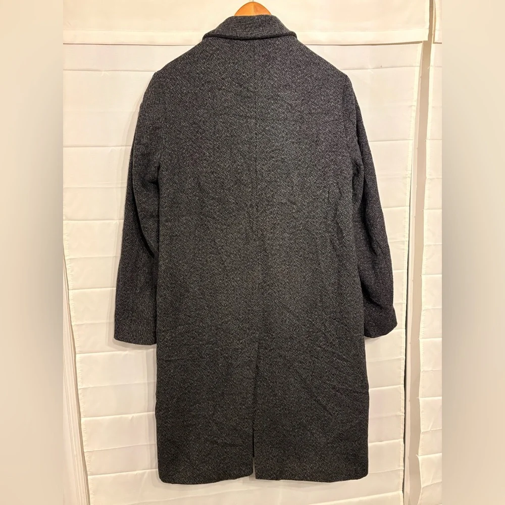Abercrombie & Fitch Charcoal Herringbone Wool blend Overcoat - Picture 5 of 6